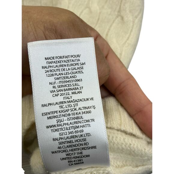 Lauren Ralph Lauren Sweater Womens Large Cream Wool Cashmere Blend Slim Fit - Picture 15 of 15